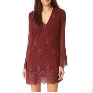 WAYF Halifax Shift Dress in Burgundy